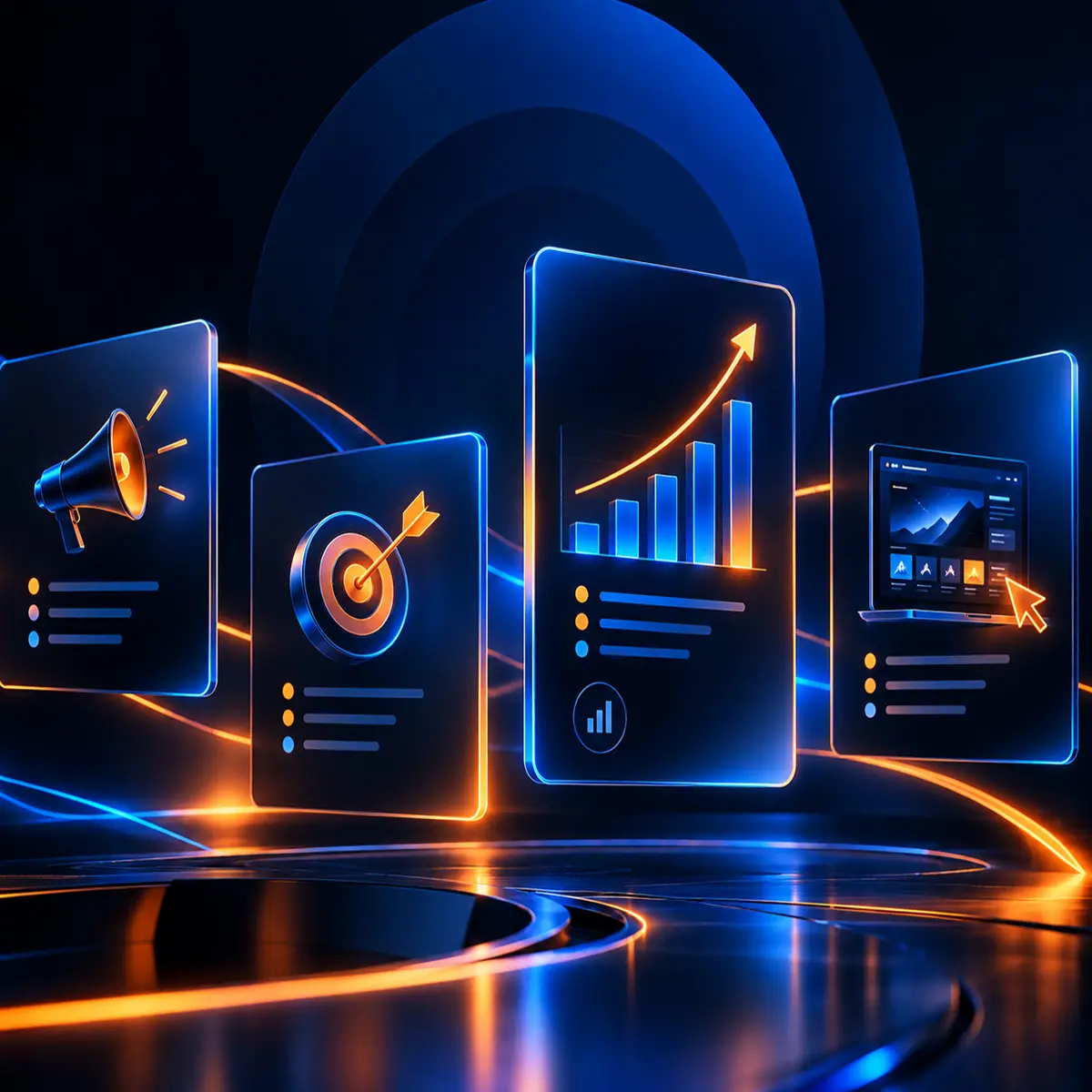 Digital marketing analytics dashboard showing online business growth