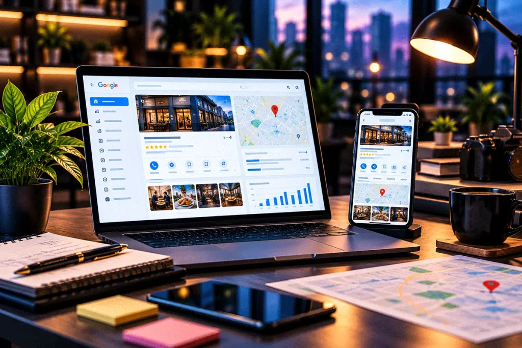 Google Business Profile support for maintaining business details, photos, services and local information