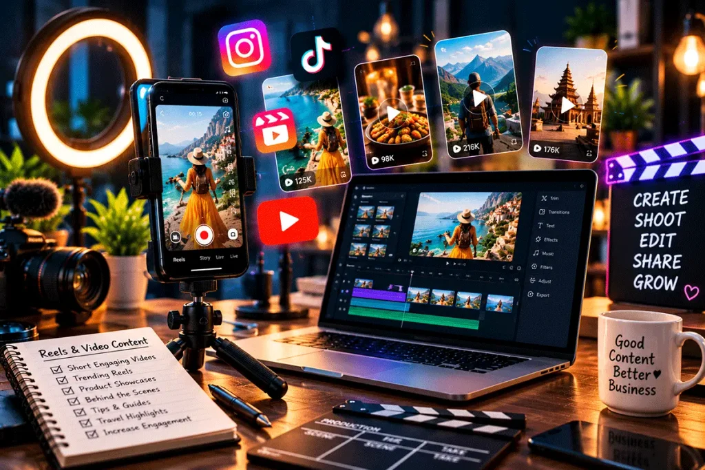 Reels and short-form video content creation for social media marketing