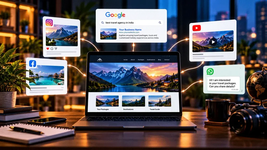 Business website connected with Google and social media platforms for a stronger digital presence