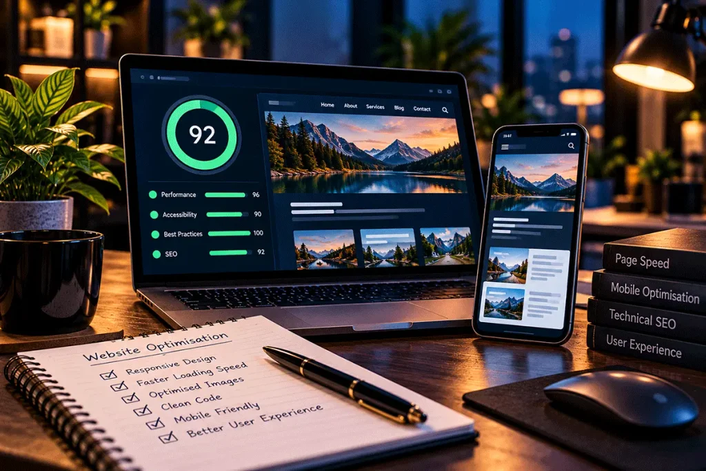 Website speed, mobile responsiveness and technical SEO optimisation for a small business website