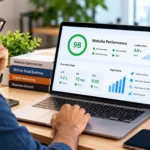 Indian web developer analysing website loading speed and performance for a small business